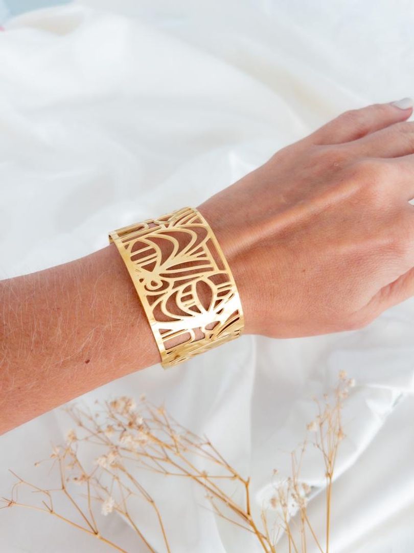 Brazalete acero tribal ovalados