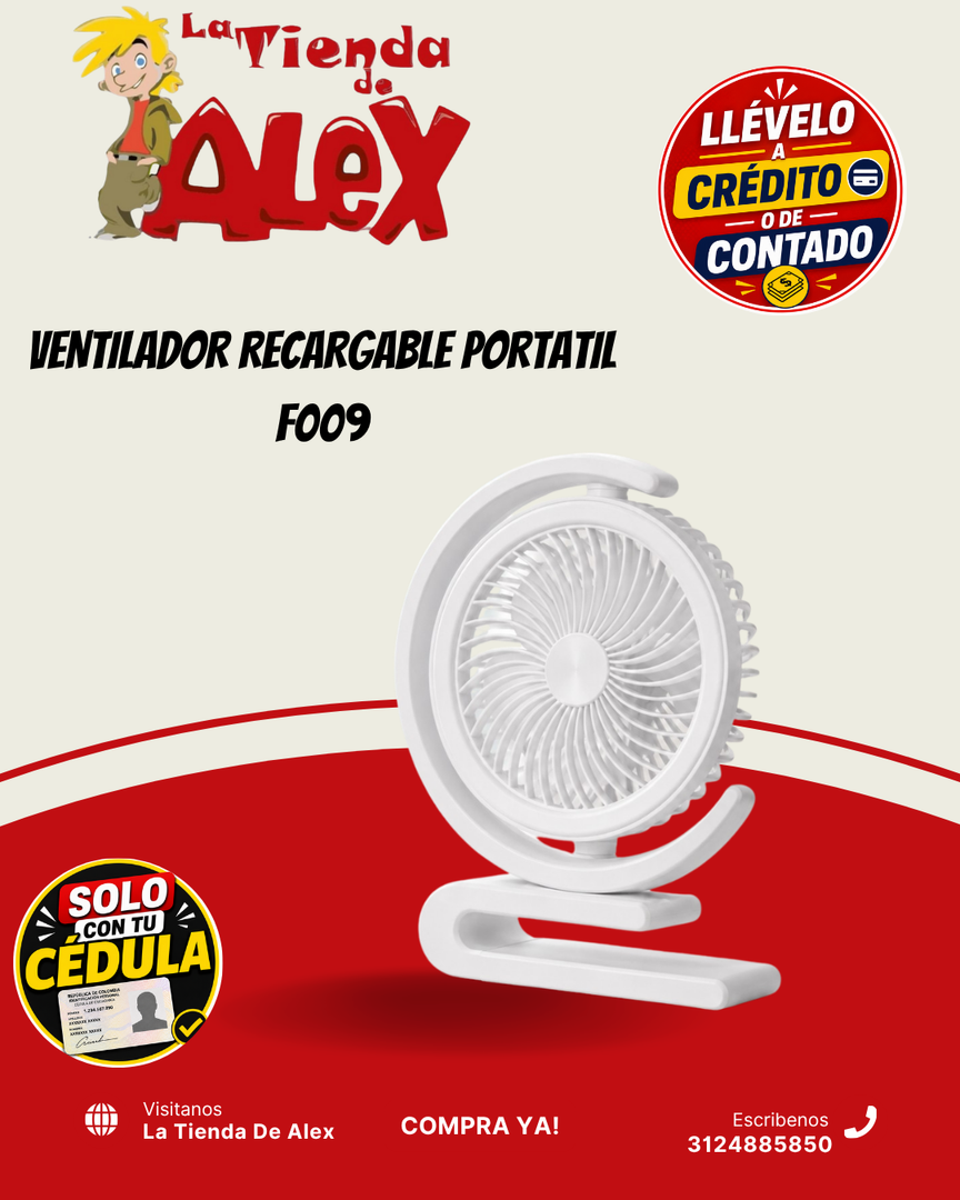VENTILADOR RECARGABLE PORTÁTIL F009