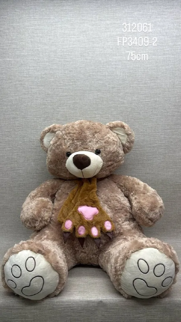 OSO MARRON CON BUFANDA DE PATITA  75 CM 