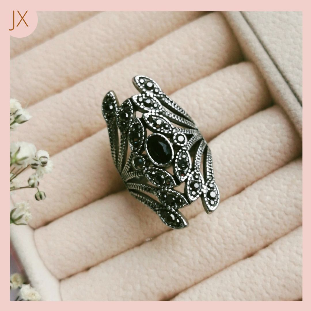 Anillo Acero Inoxidable Murano Negro talla 8 