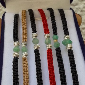 Pulsera muralla Esmeralda y plata ley 925 - imagen 1