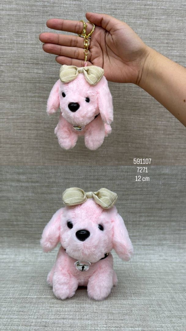 LLAVERO DE PERRITA CON MOÑO SURTIDA 21 CM 