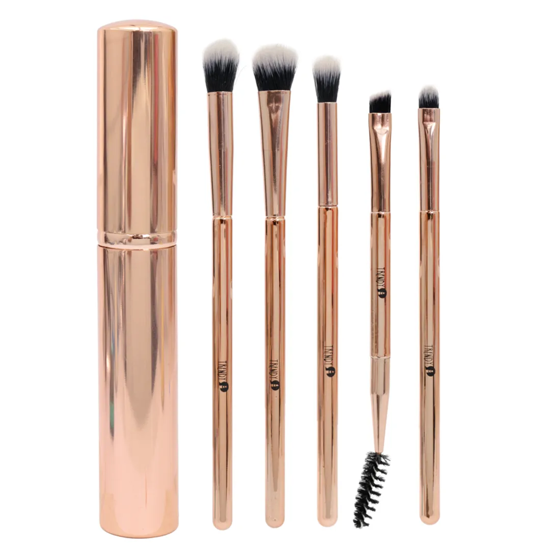 Kit Brocha Ojos Metalica Oro Rosa