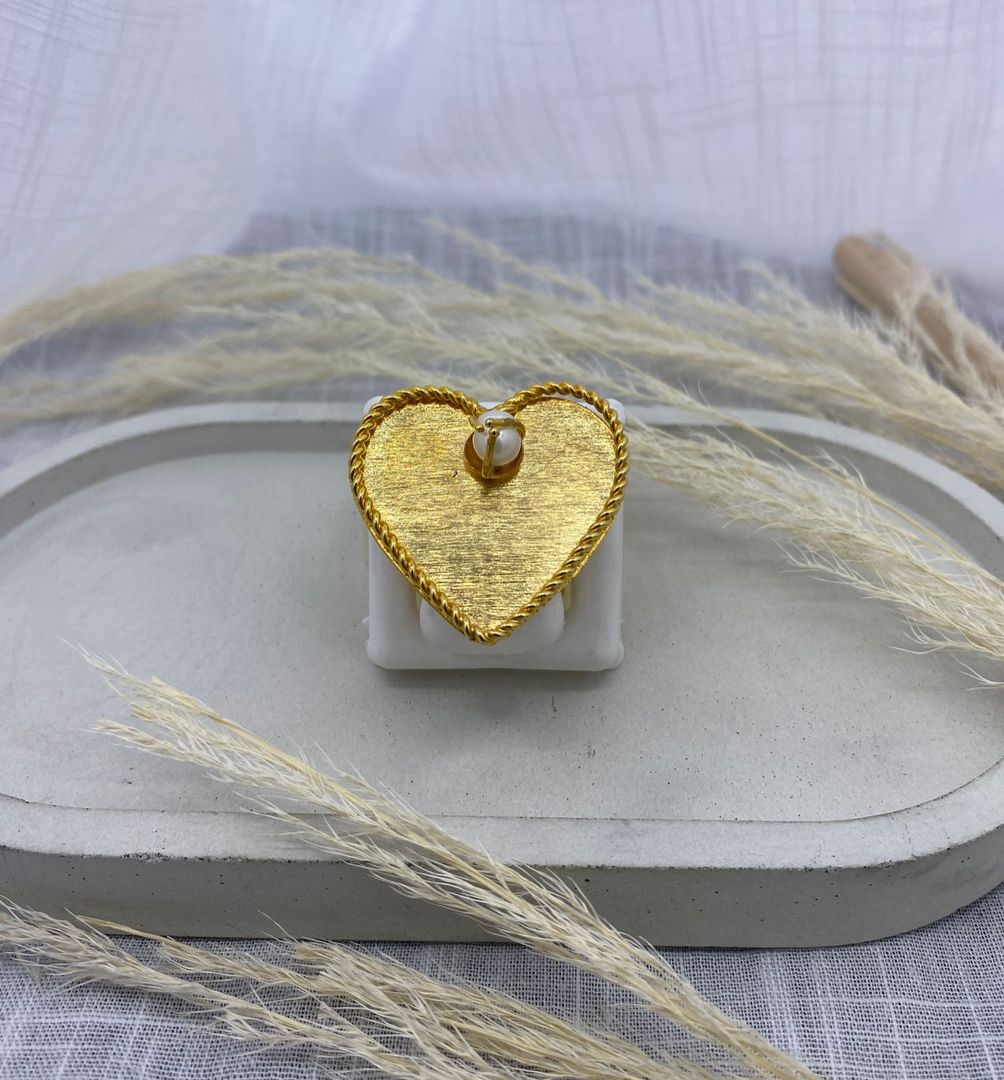 Anillo corazón, bronce con baño de oro 