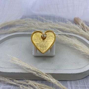 Imagen del producto Anillo corazón, bronce con baño de oro 