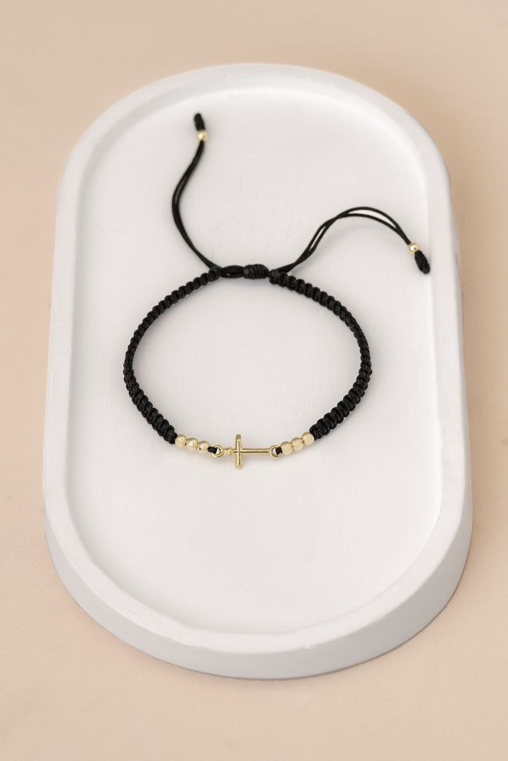 Pulsera cruz inri con balín 3mm