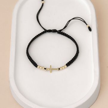 Pulsera cruz inri con balín 3mm - imagen 1