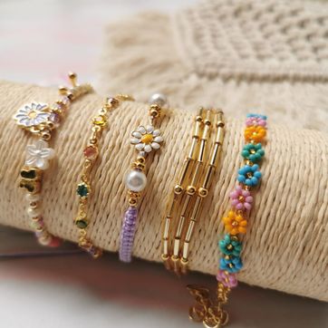 Set de pulseras flor mostacilla - imagen 1