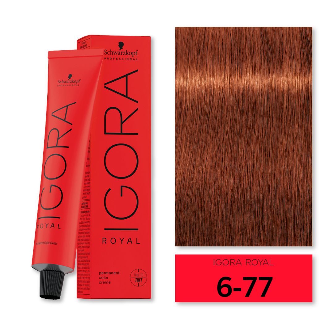 TINTE IGORA ROYAL RUBIO OSCURO COBRIZO INTENSO 6-77