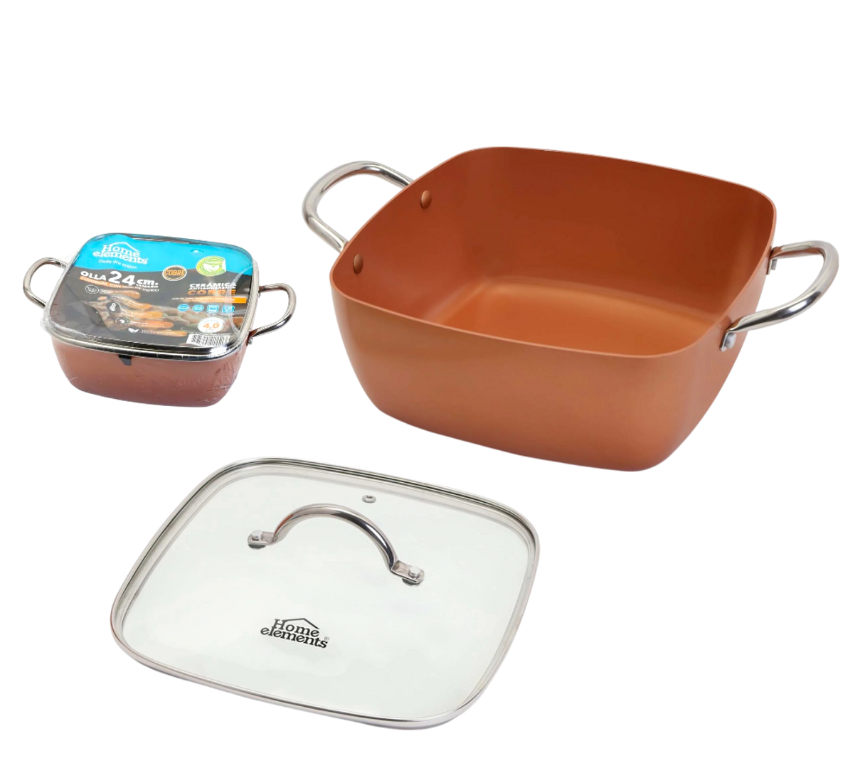 OLLA 24 CM CUADRADA COBRE T/V-C-SANTANDER