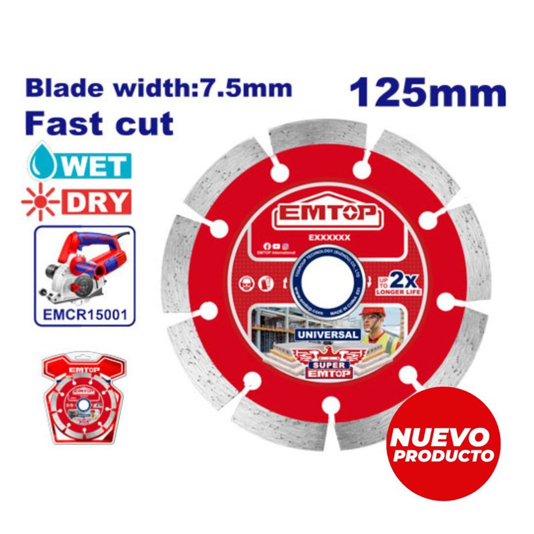 EMTOP DISCO 5" DIAMANTADO SEGMENTADO PARA SIERRA CIRCULAR CONCRETO SUPER EMTOP
