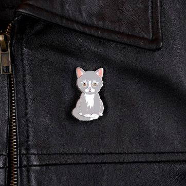 PIN GATO GRIS BLANCO - imagen 3