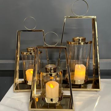 Imagen del producto Set X3  Faroles Dorados