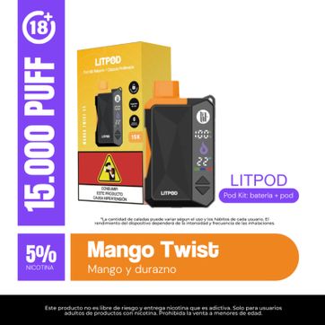 Imagen del producto Lit Mango Twist 15.000 Puffs Kit Bateria Y Pod