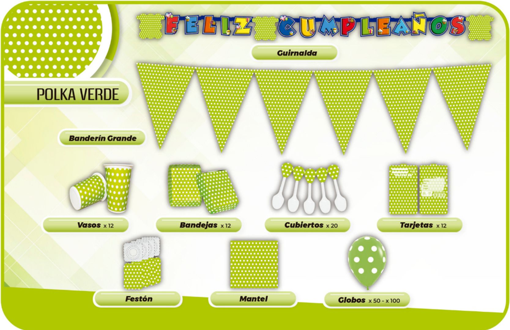 DECORACIÓN POLKA VERDE LIMON