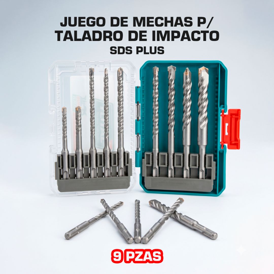 JUEGO DE MECHAS P/TALADRO DE IMPACTO SDS PLUS 9 PIEZAS