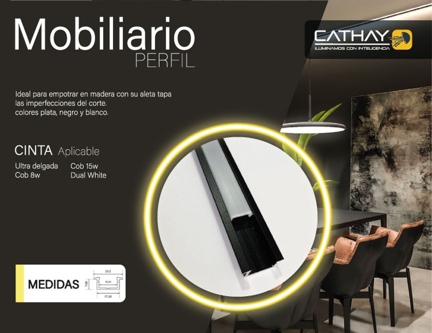 PERFIL UMBRAL DE EMPOTRAR CON PANTALLA ACRILICA OPALIZADA (MOBILIARIO) 3 mts