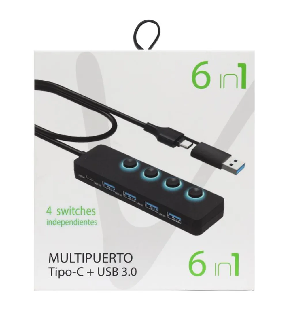 HUB Tipo C + USB 3.0 4 puertos switch