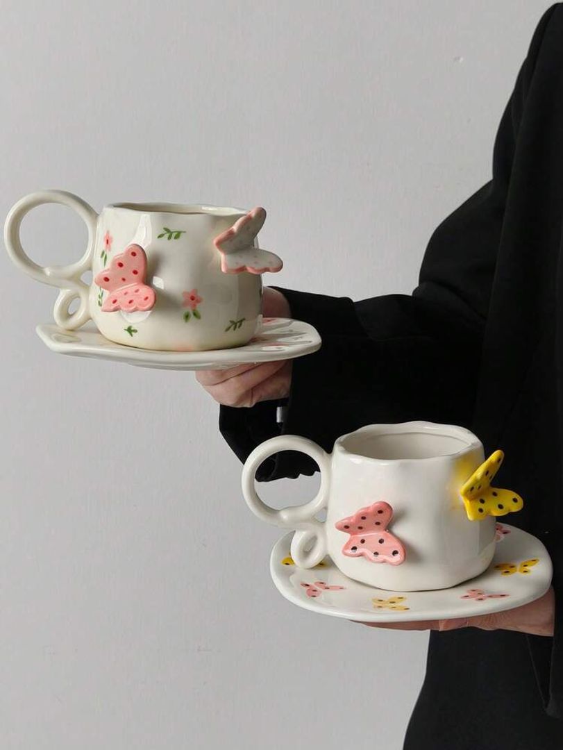 Set Mug plato mariposa 