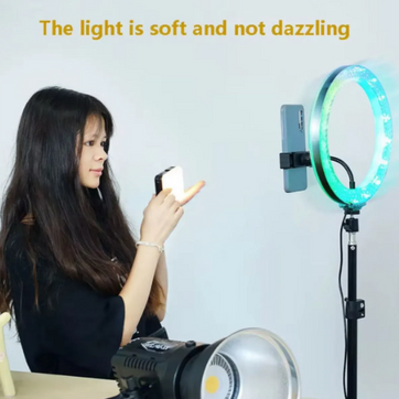 Aro de luz RGB de 26cm doble cara con trípode - imagen 1
