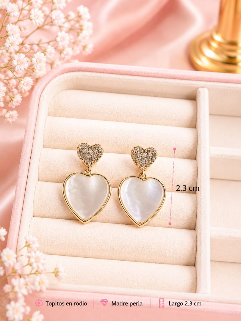 Aretes Corazón Madreperla