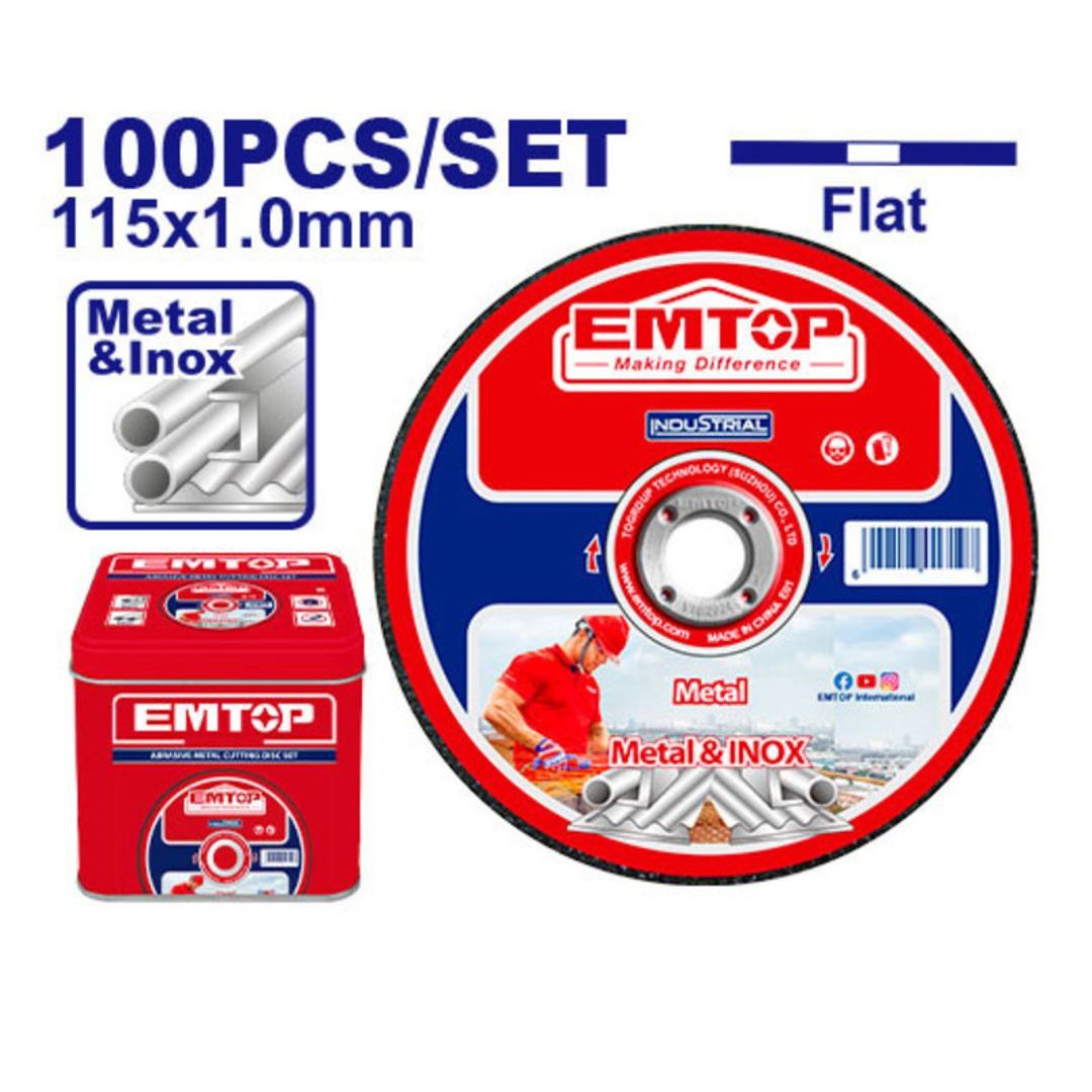 EMTOP DISCO CORTE METAL 4-1/2x1.0MM SET DE 100PCS SUPER EMTOP