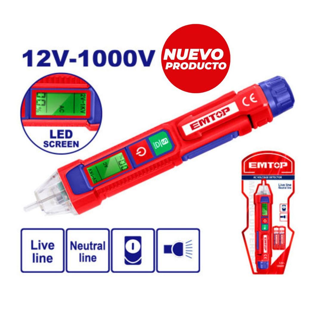 EMTOP DETECTOR DE VOLTAJE SIN CONTACTO 1.000V INDICADOR SONIDO Y LUZ SUPER EMTOP