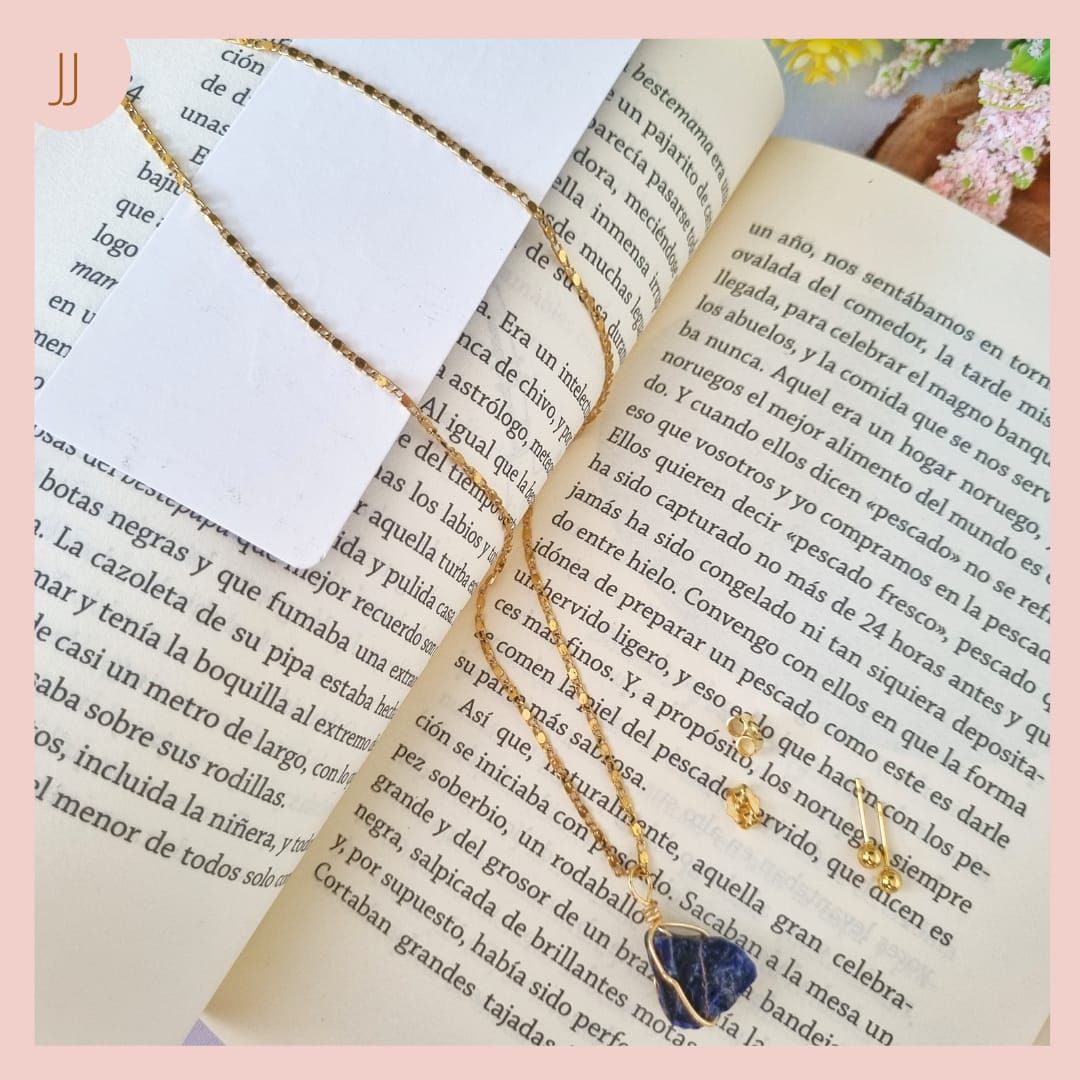 Collar, Dije aretes Cuarzo Natural Lapislázuli