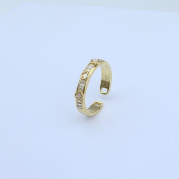 Imagen del producto ANILLO AJUTABLE  BAGUETTE Y TREBOLES BEIGE 5909 