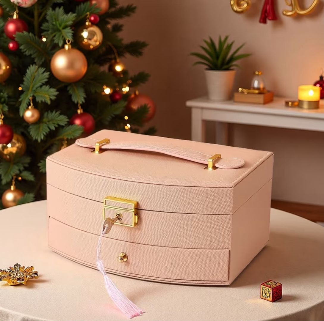 Joyero organizador en cuero PU – Azul celeste