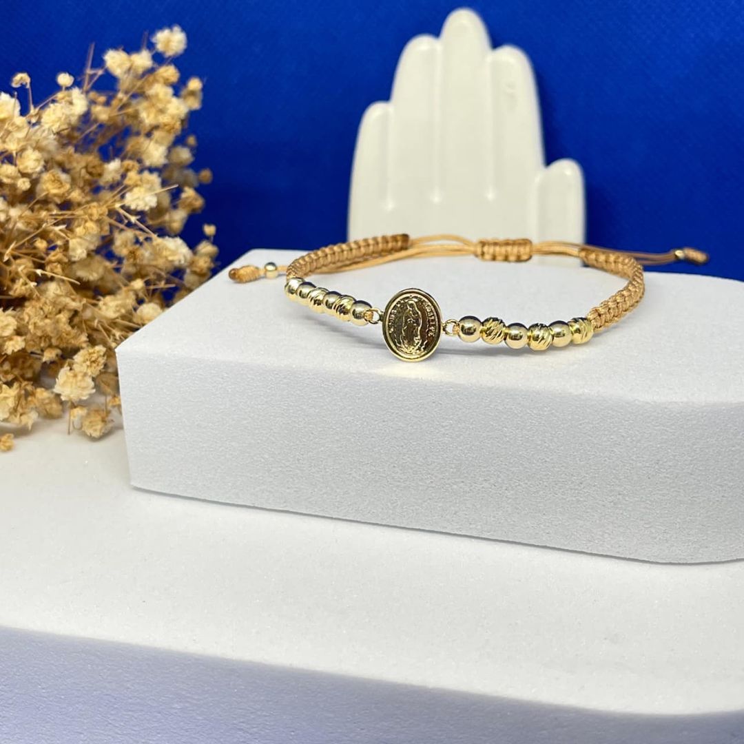 Pulsera virgen guadalupe ovalada balin 4mm liso e italy