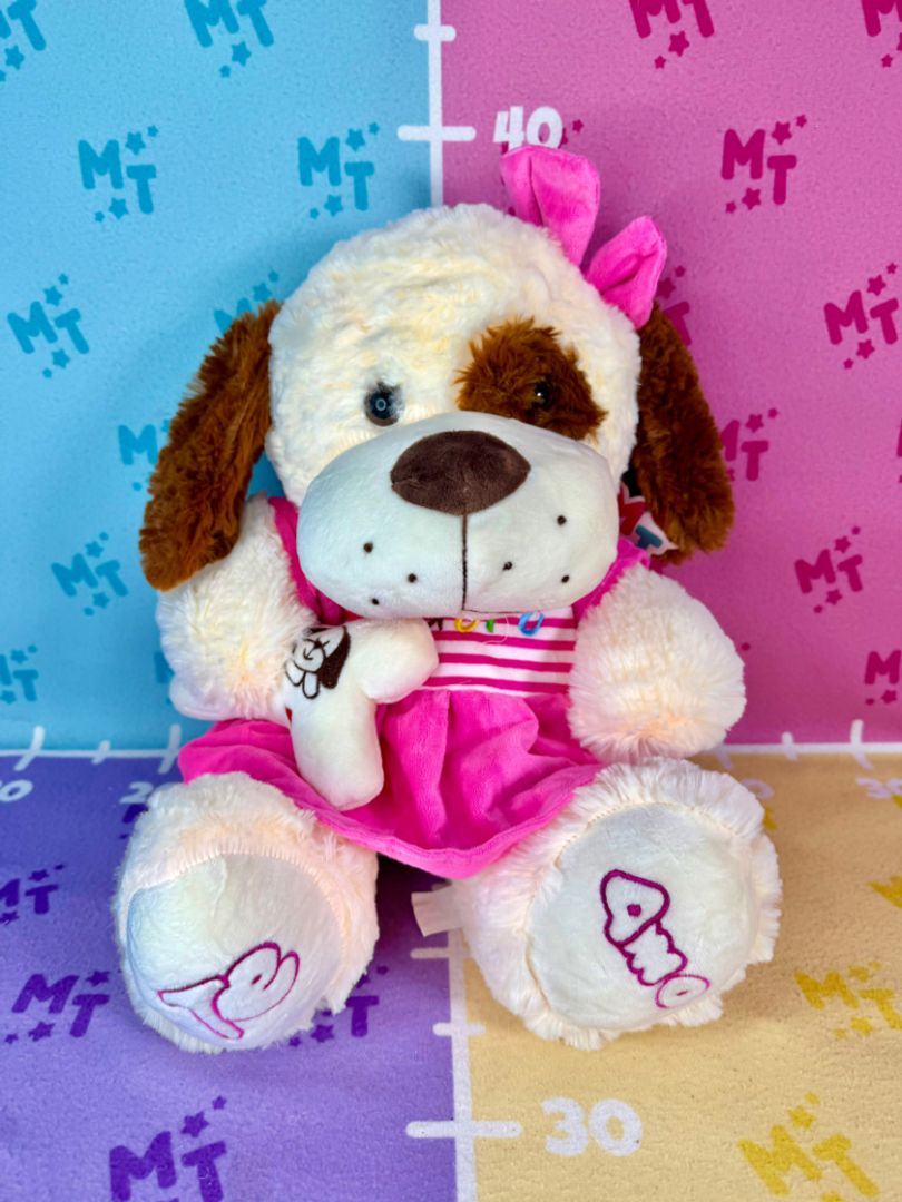 Perra hueso vestido fucsia 40cm FP