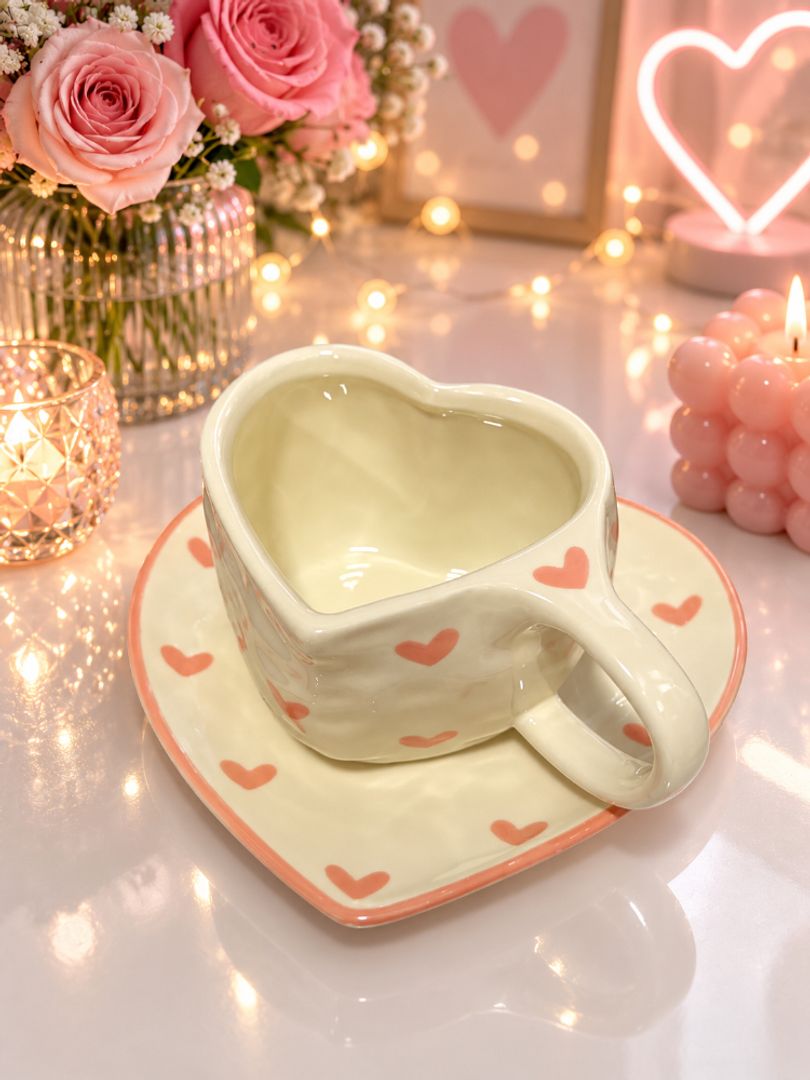Set Mug plato corazón 
