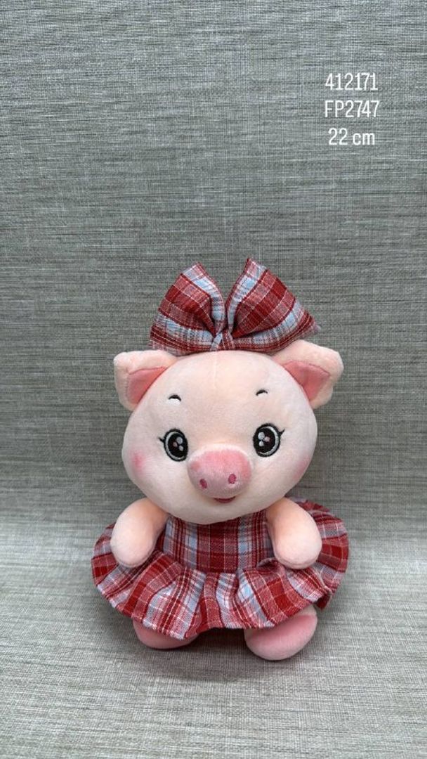 CERDITA CON VESTIDO DE CUADROS 22 CM 