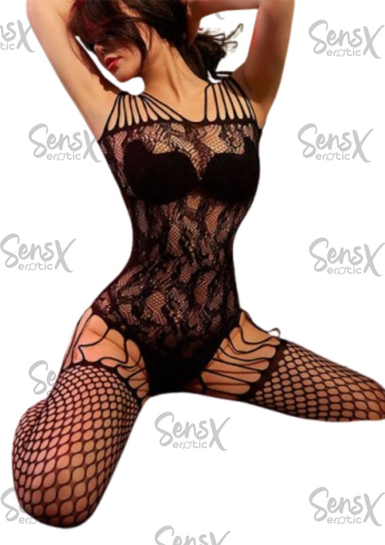 Lenceria Body liguero con medias, sin entrepierna 