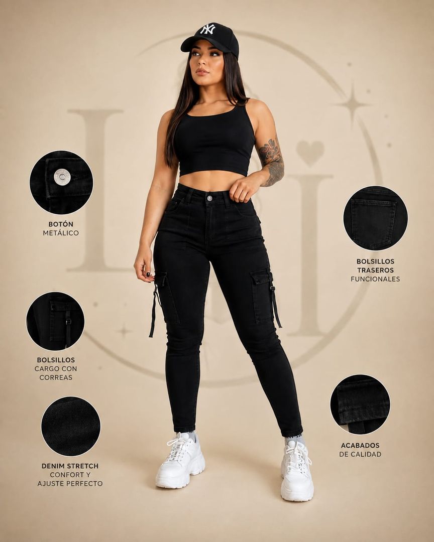 Jeans cargo ajustados de estilo casual 