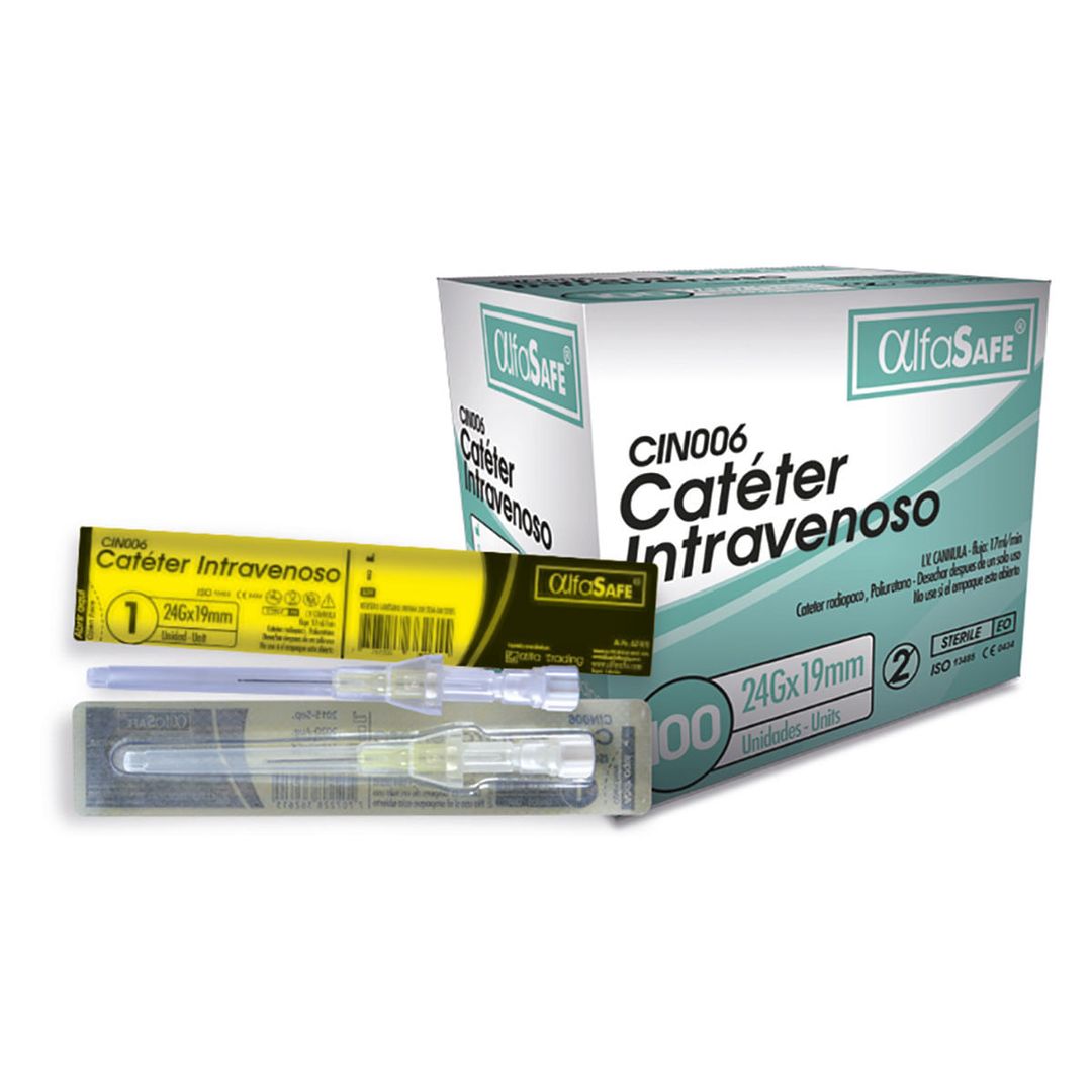 CATETER 24G X 19MM ALFASAFE UNIDAD