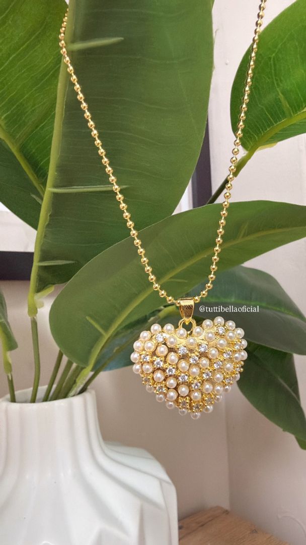 COLLAR CORAZÓN PERLA