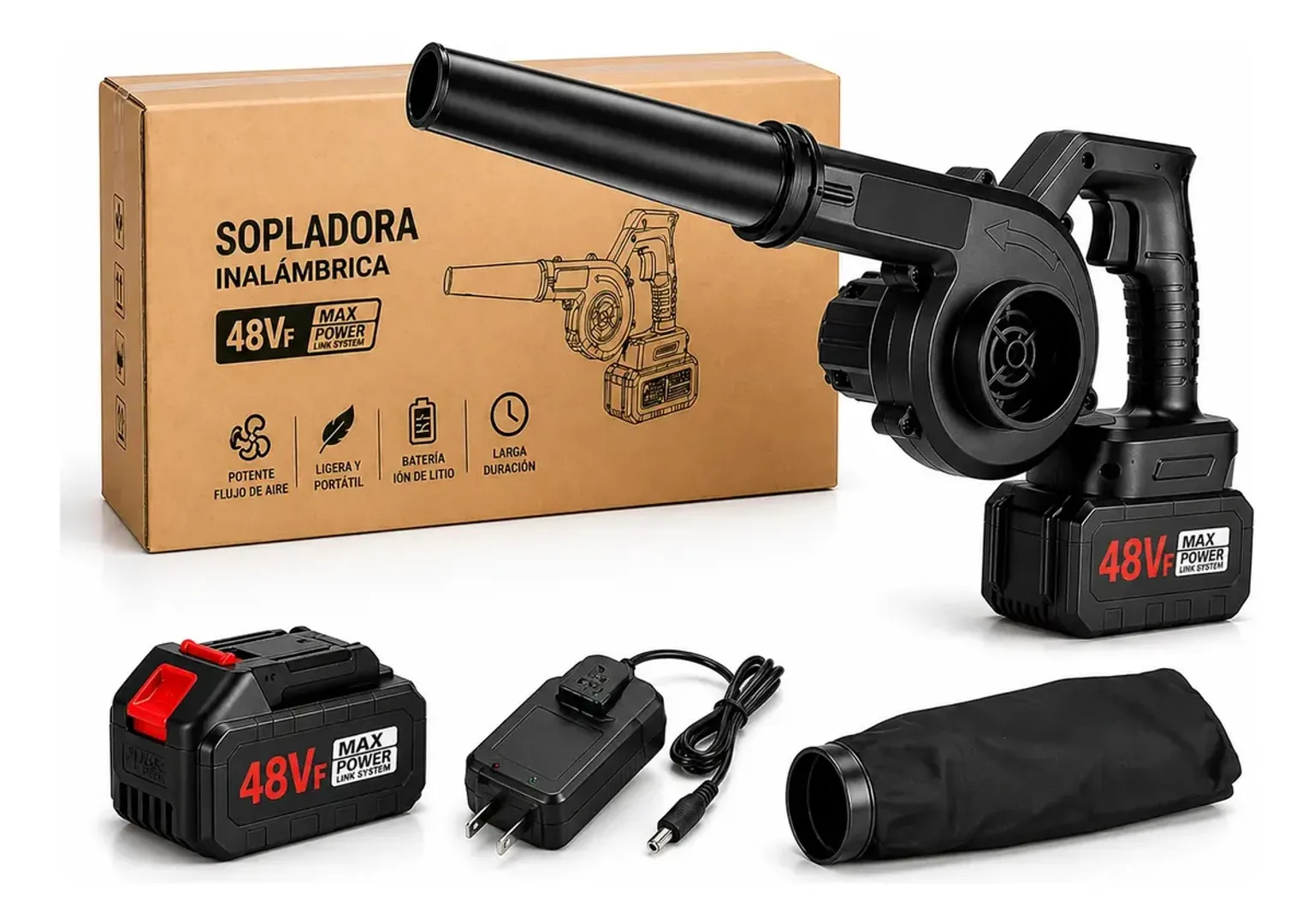 SOPLADORA INALAMBRICA LARGA 2 BATERIAS