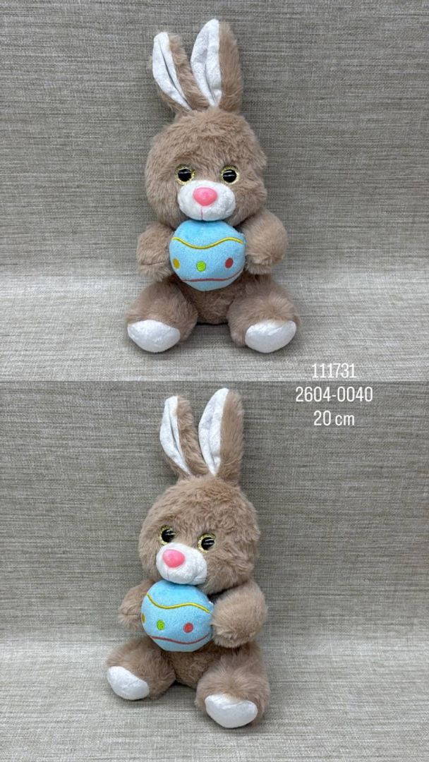 CONEJO GRIS CON PELOTA DE 20 CM