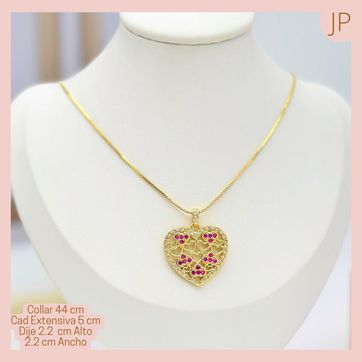 Imagen del producto Collar Corazón Circonado con cadena ajustable