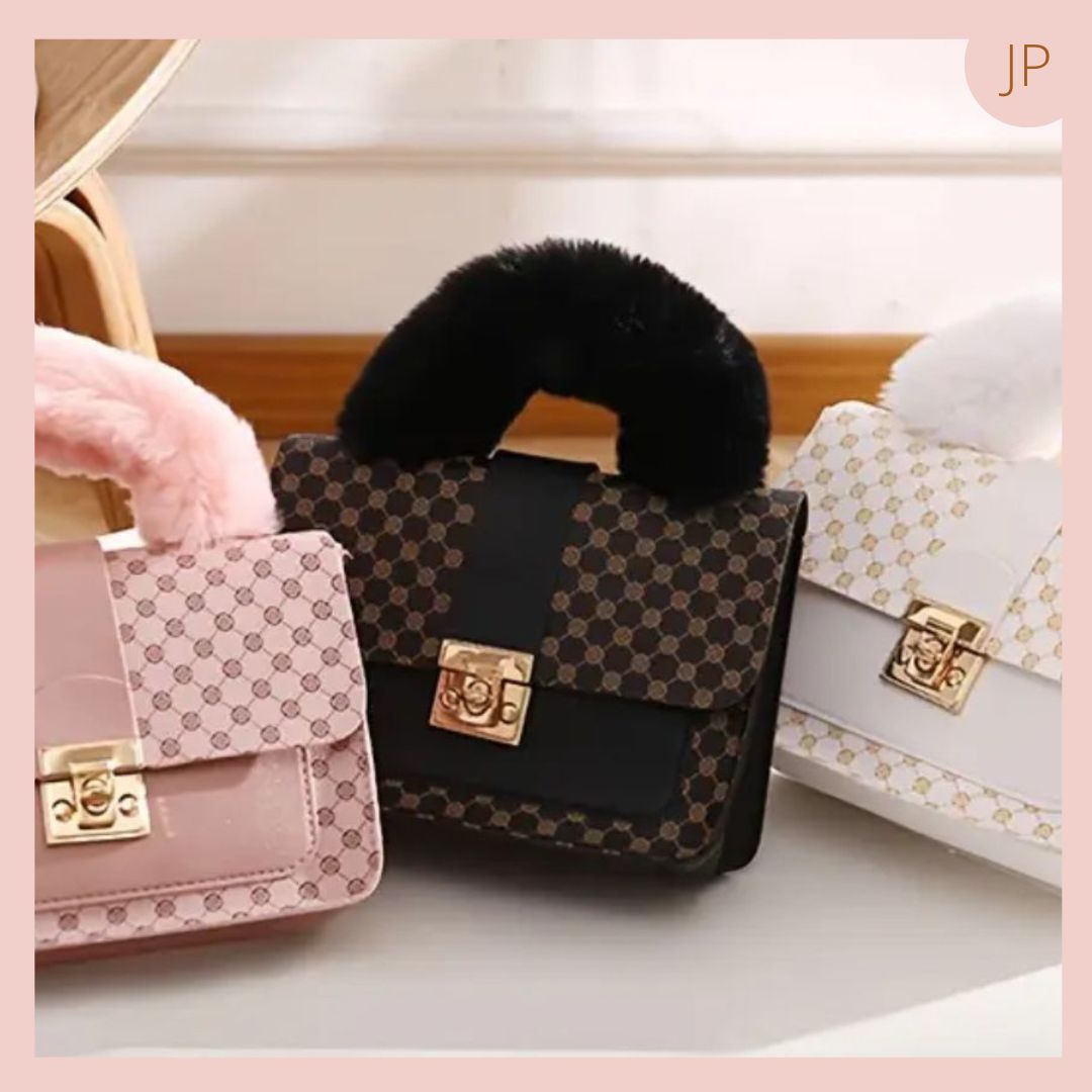 Mini Cartera NEGRO Sin Correa Dorada 