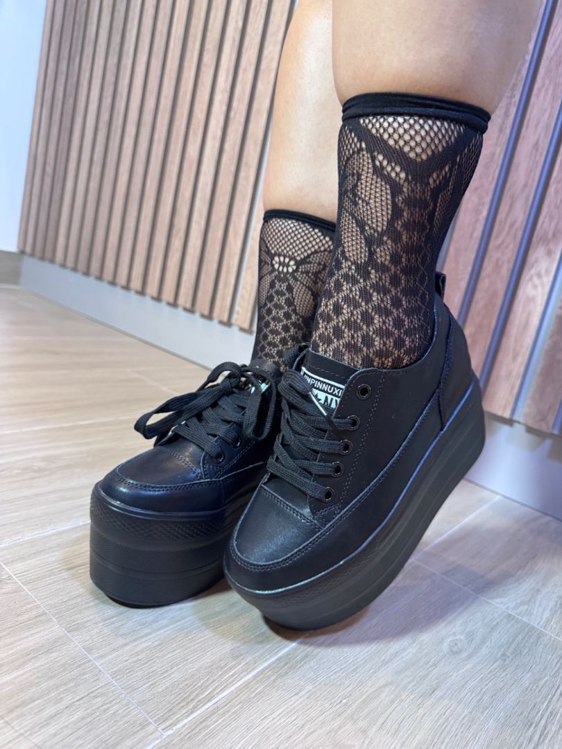 TENIS 3 pisos plataforma BLACK 