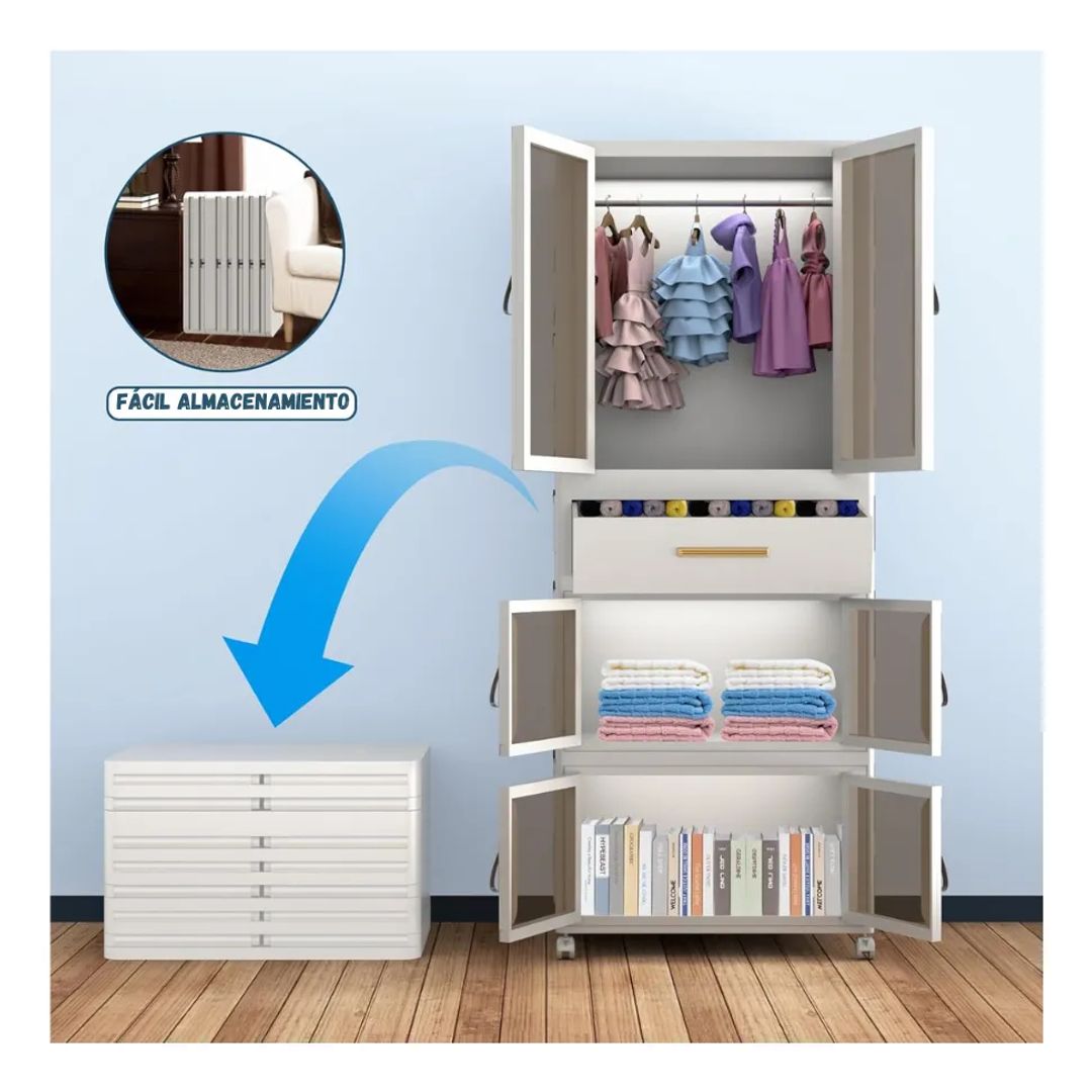 ARMARIO PORTATIL ORGANIZADOR CLOSET PLASTICO PLEGABLE 64x42x161.5Cm