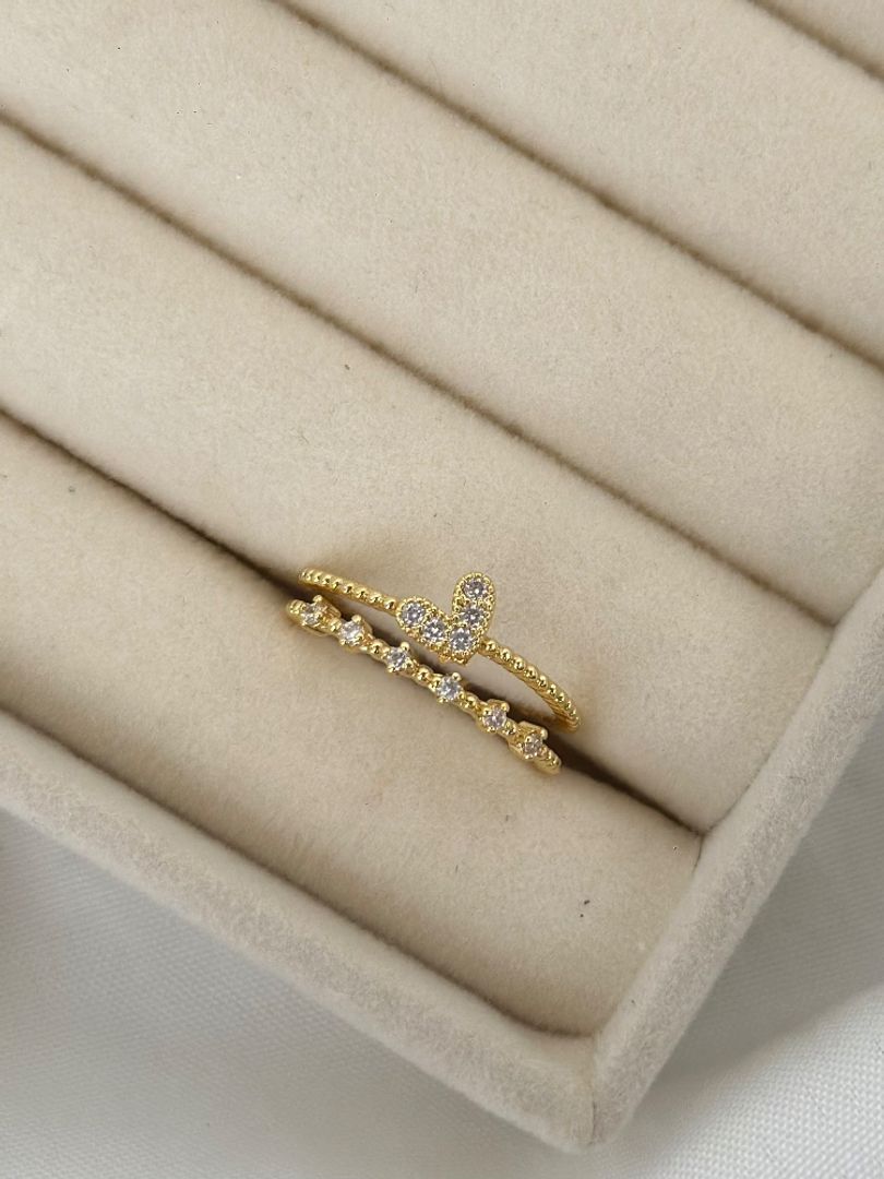 Anillo doble corazón 