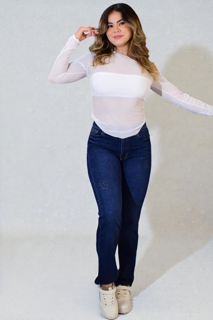 Blusa manga larga transparente