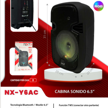 CABINA PARLANTE DE 6.5 PULGADAS CON CABLE GRABADORA LUCES LED NX-Y6AC - imagen 1