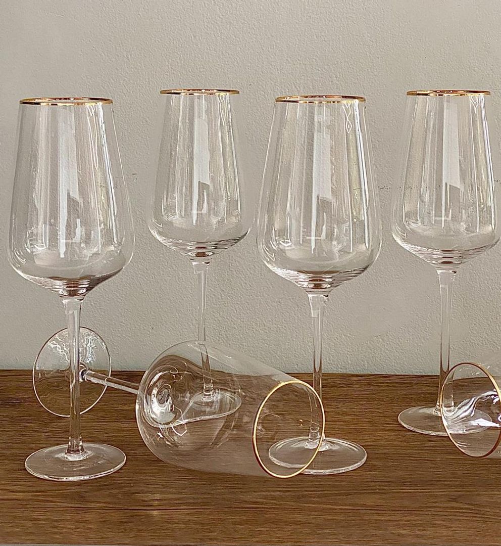 COPA DE CRISTAL LISA FILO DORADO