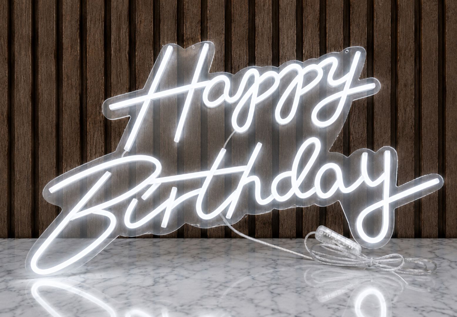 LETRERO NEÓN FLEX HAPPY BIRTHDAY CURSIVO 60 x 40 CM IMPORTADO 
