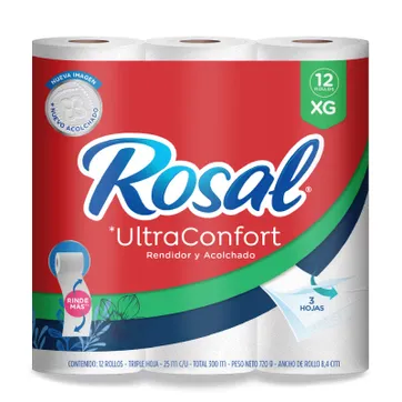 Imagen del producto C. PAPEL HIGIÉNICO ROSAL XG X 12 ROLLOS